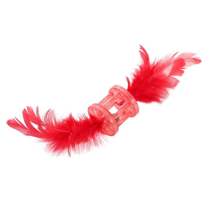 Paws & Claws POUNCE FEATHER RATTLE CAT TOYS COLS 18X5X5CM