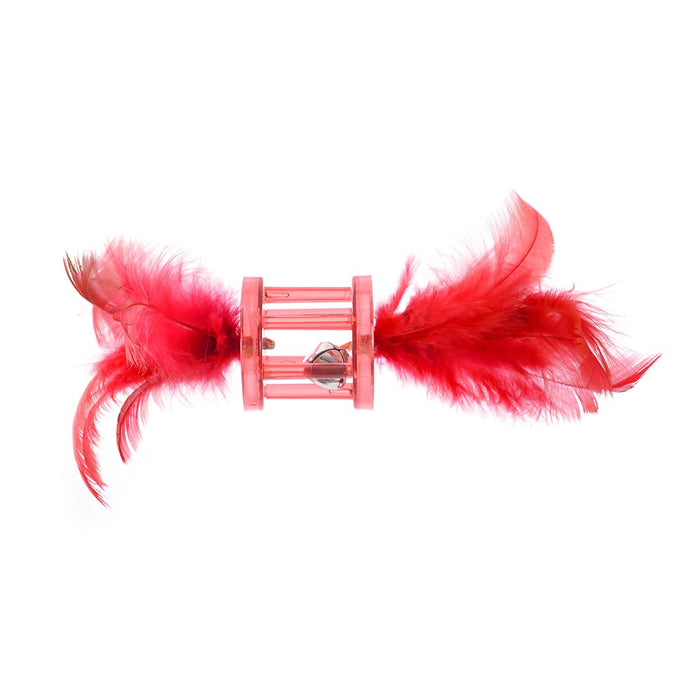 Paws & Claws POUNCE FEATHER RATTLE CAT TOYS COLS 18X5X5CM