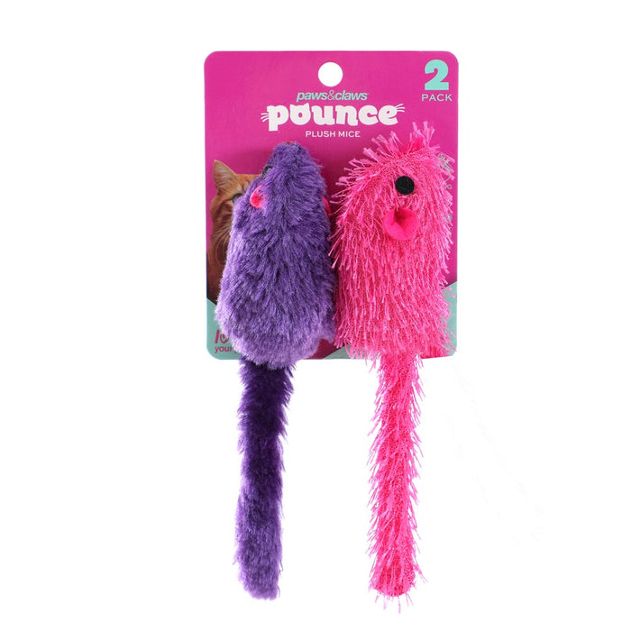 Paws & Claws POUNCE PLUSH MICE 2PK 17X5X5CM