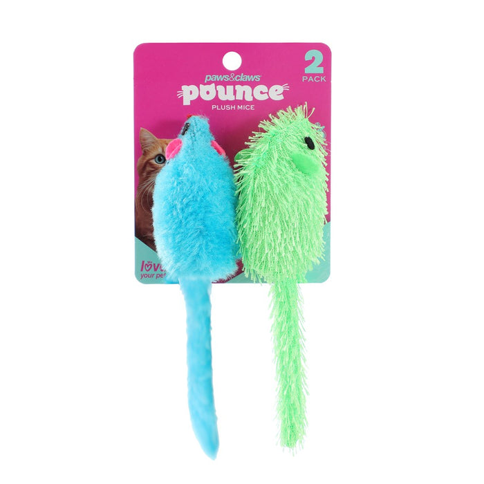 Paws & Claws POUNCE PLUSH MICE 2PK 17X5X5CM