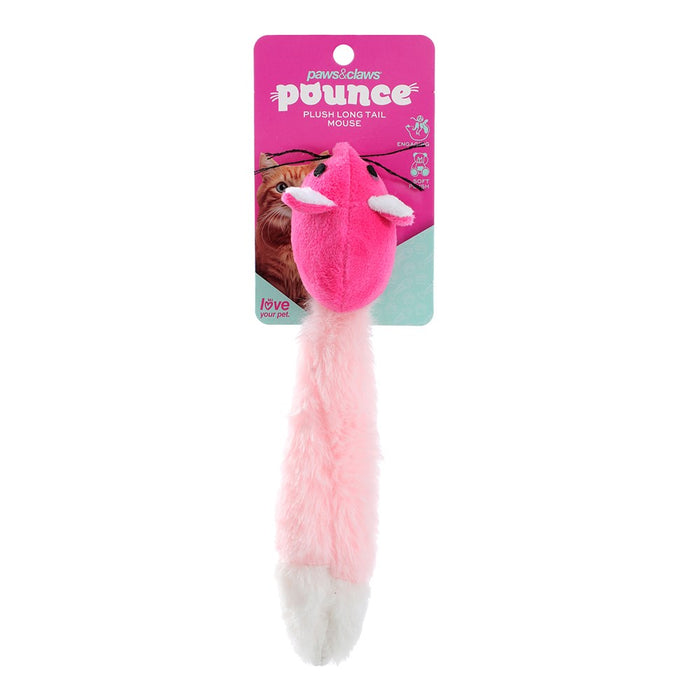 Paws & Claws POUNCE PLUSH LONG TAIL MOUSE COLS 22.5X4CM