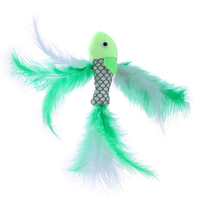 Paws & Claws POUNCE FISH TOY WITH FEATHER COLS 21X4CM