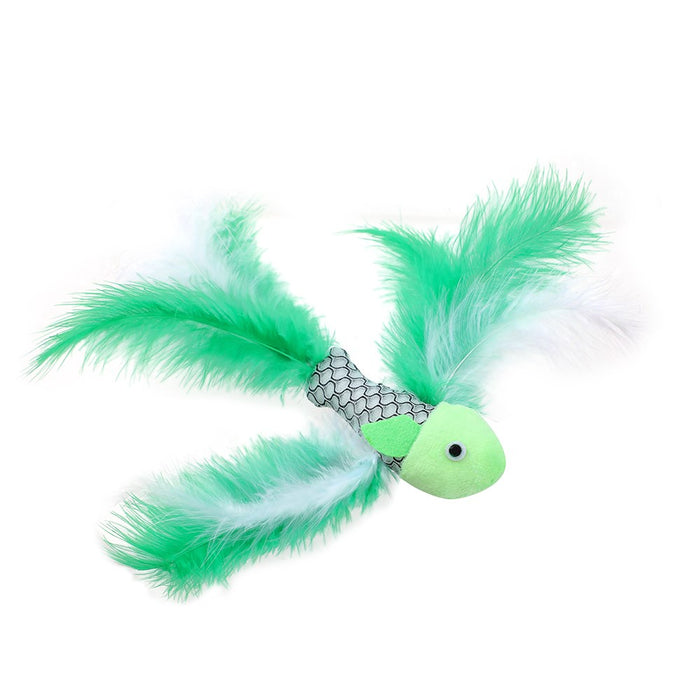 Paws & Claws POUNCE FISH TOY WITH FEATHER COLS 21X4CM