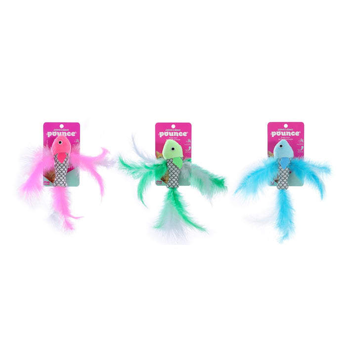 Paws & Claws POUNCE FISH TOY WITH FEATHER COLS 21X4CM
