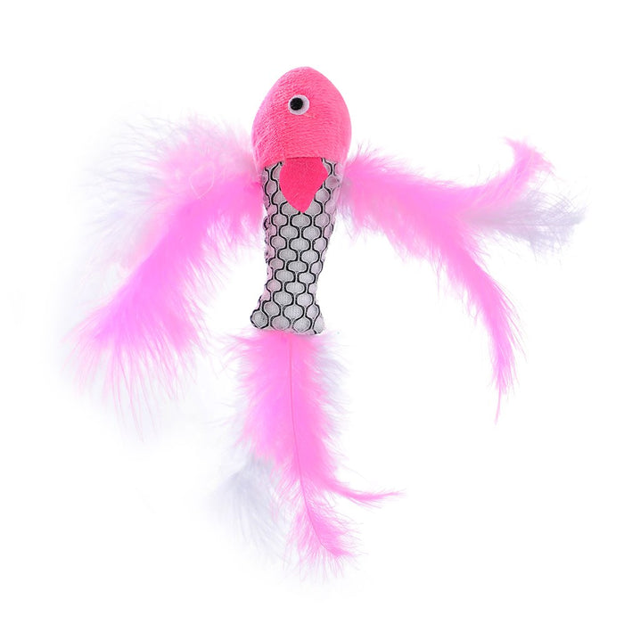 Paws & Claws POUNCE FISH TOY WITH FEATHER COLS 21X4CM
