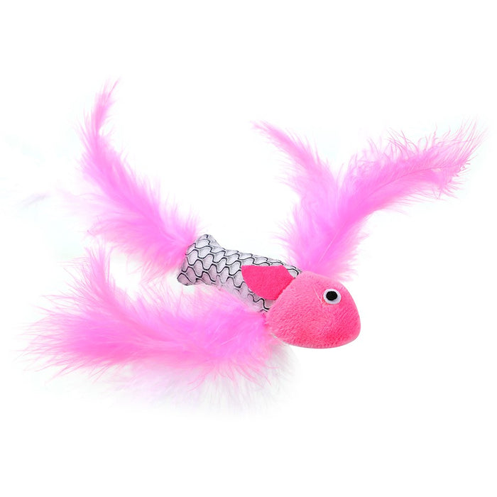 Paws & Claws POUNCE FISH TOY WITH FEATHER COLS 21X4CM