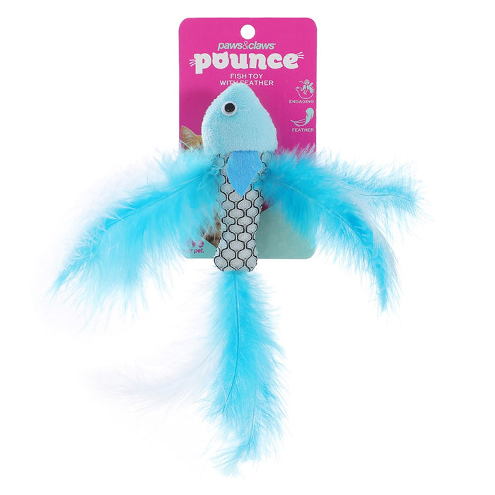 Paws & Claws POUNCE FISH TOY WITH FEATHER COLS 21X4CM