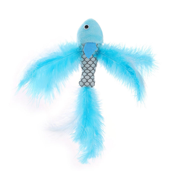 Paws & Claws POUNCE FISH TOY WITH FEATHER COLS 21X4CM