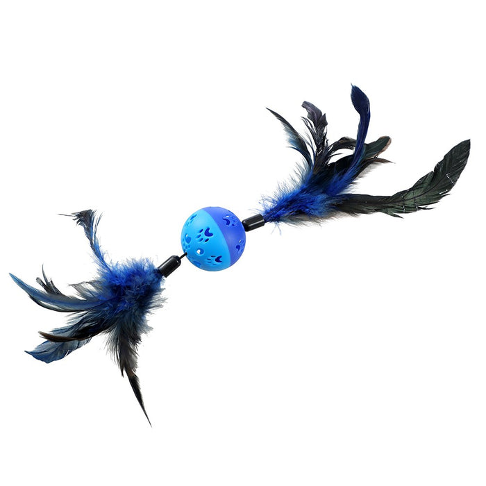Paws & Claws POUNCE TWIN FEATHER BALL TOY COLS 37X6CM