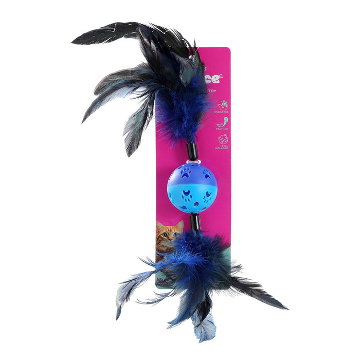 Paws & Claws POUNCE TWIN FEATHER BALL TOY COLS 37X6CM