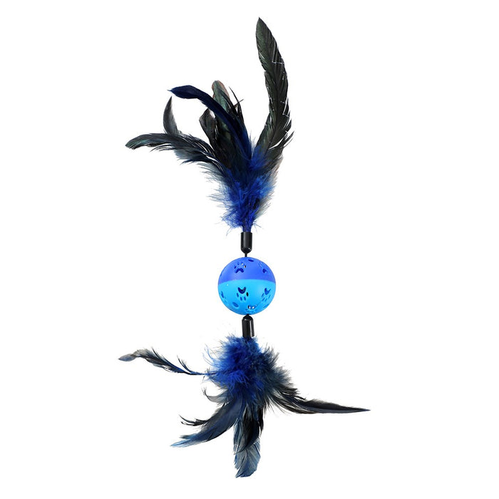 Paws & Claws POUNCE TWIN FEATHER BALL TOY COLS 37X6CM