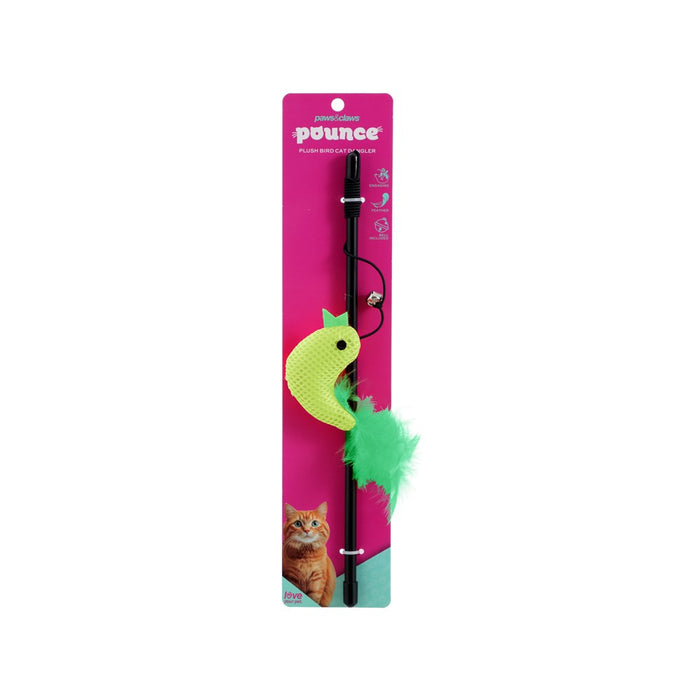 Paws & Claws POUNCE PLUSH BIRD CAT DANGLER COLS 30CM