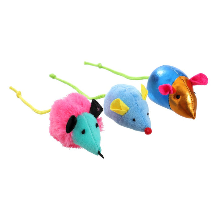 Paws & Claws POUNCE MICE VARIETY MIX 3PK 6X13CM