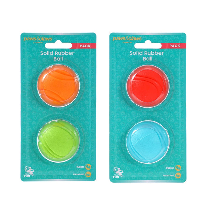 Paws & Claws SOLID RUBBER BALL 2PK 5CM