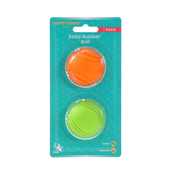 Paws & Claws SOLID RUBBER BALL 2PK 5CM