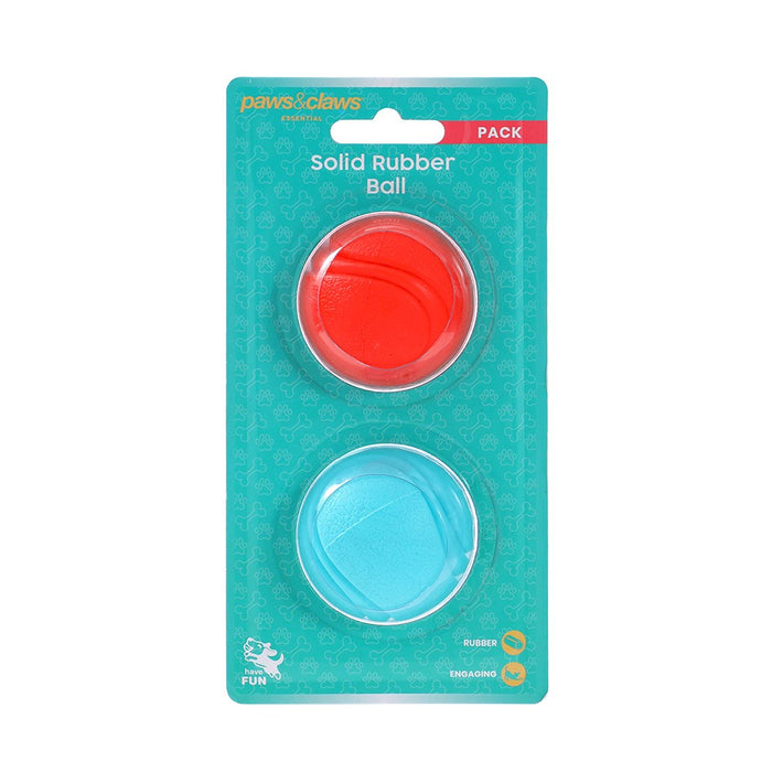 Paws & Claws SOLID RUBBER BALL 2PK 5CM