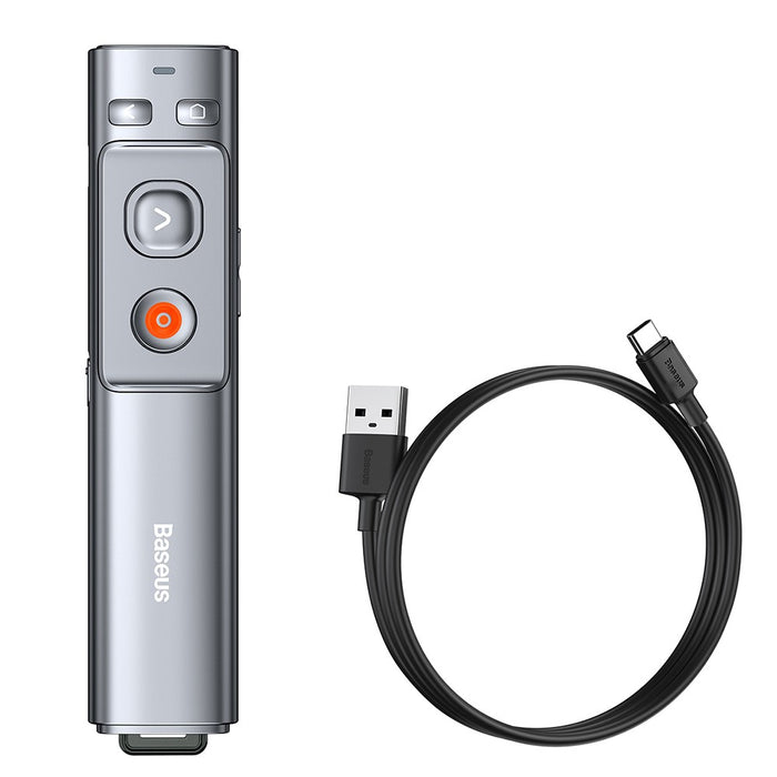 Baseus Orange Dot Wireless Presenter (Red Laser) (Charging Version)-Grey