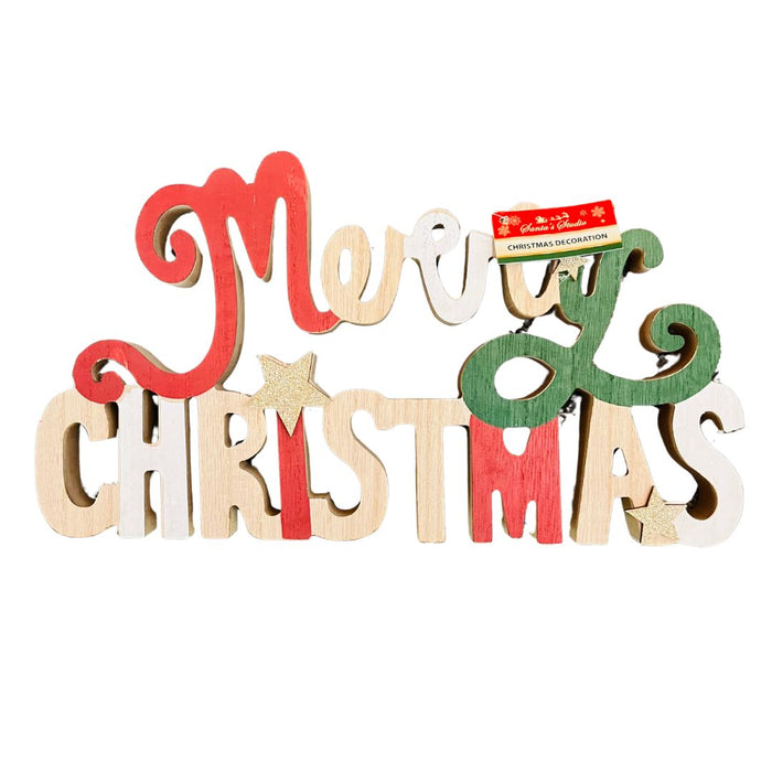 Wooden Tabletop Merry Christmas Christmas Wooden Sign Table Top Christmas Tree with Snowman Santa Claus Decor 30*17Cm