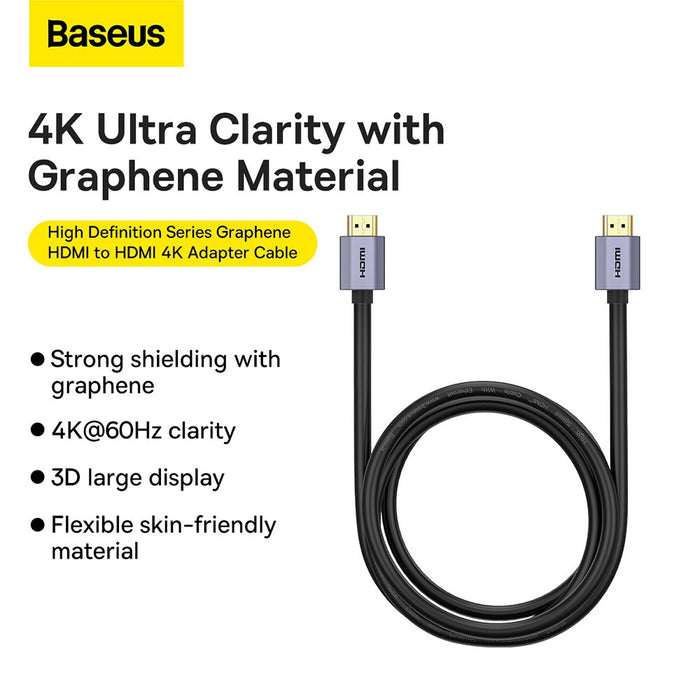 Baseus High Definition Series Graphene HDMI to HDMI 4K Adapter Cable 1.5M-Black