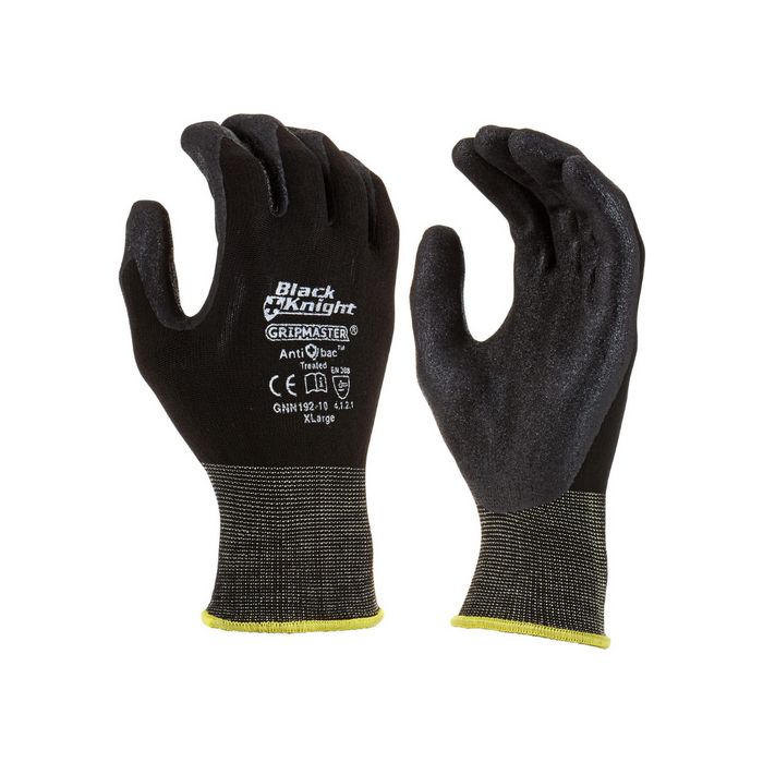 Maxisafe Black Knight gripmaster gloves Nitrile- Synthetic Coated meidum large extra-large