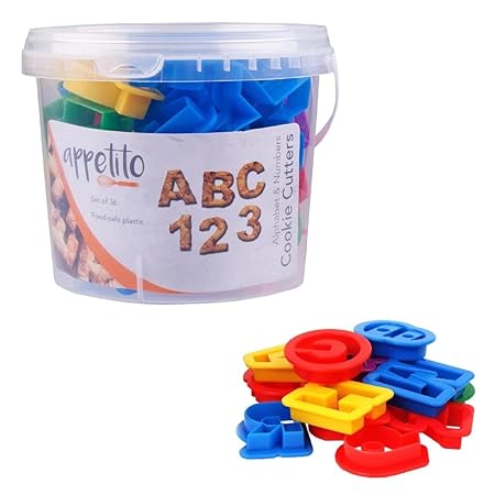 ALPHABET & NUMBER COOKIE CUTTER 36 PCE IN TUB