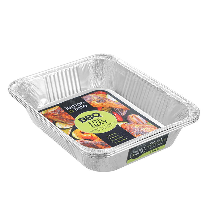 Lemon & Lime FOIL TRAY RECT 3PK PDQ 32X26.5X6CM SHELF READY PDQ