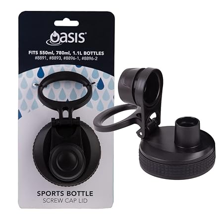 SCREW CAP SPORTS BOTTLE LID (CARDED) BLACK