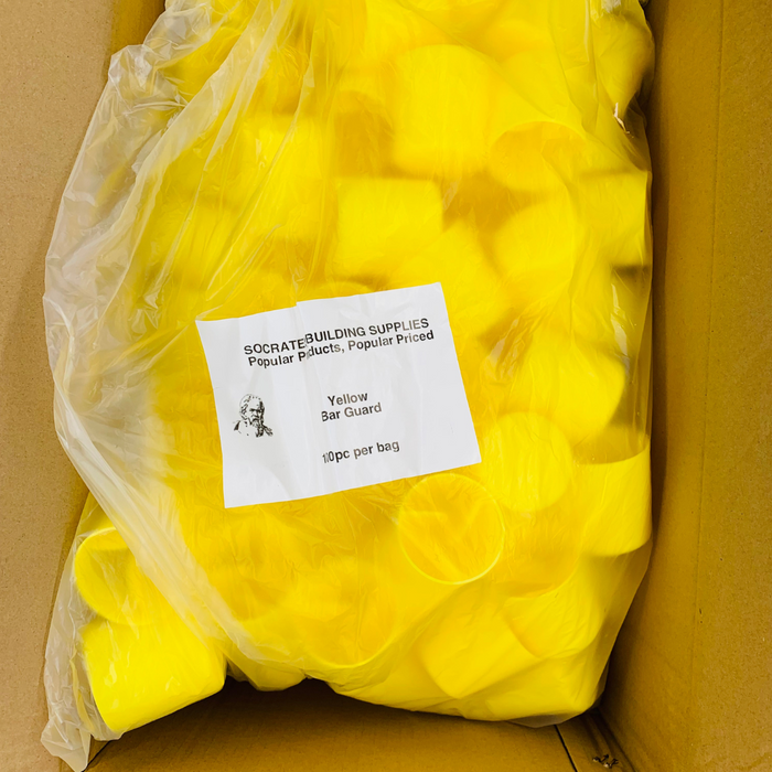 Carton of 200 Safety Yellow Bar Caps & Star Picket Caps - High-Visibility, Durable Protection for Construction and Fencing Projects