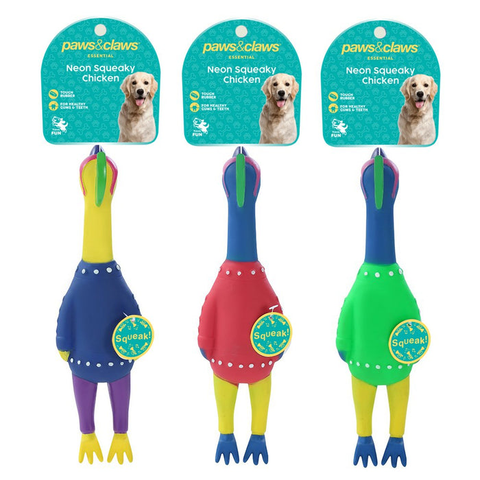 Paws & Claws VINYL NEON SQUEAKY CHICKEN 25X7X4CM