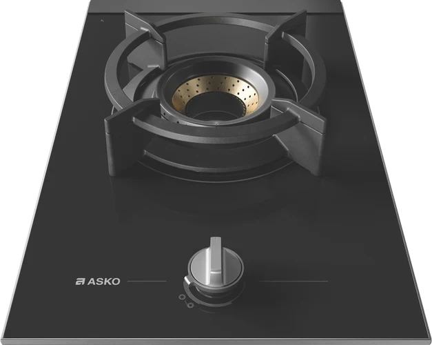 ASKO 33cm 1 Burner Gas on Glass Volcano Cooktop - Black