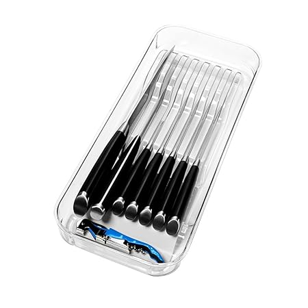 CLEAR SOFT GRIP IN-DRAWER KNIFE ORGANISER GREY