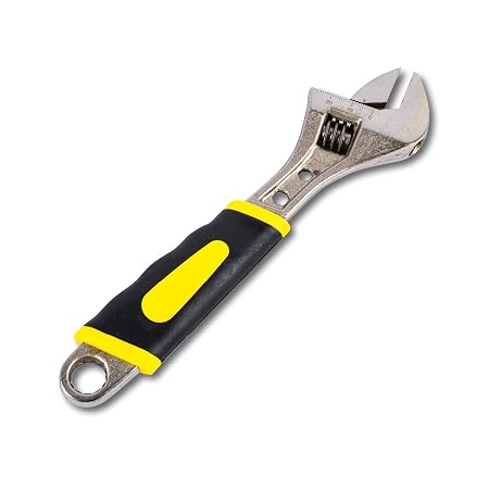 Wrench Adjustable Black & Yellow Soft Grip Handle 200mm
