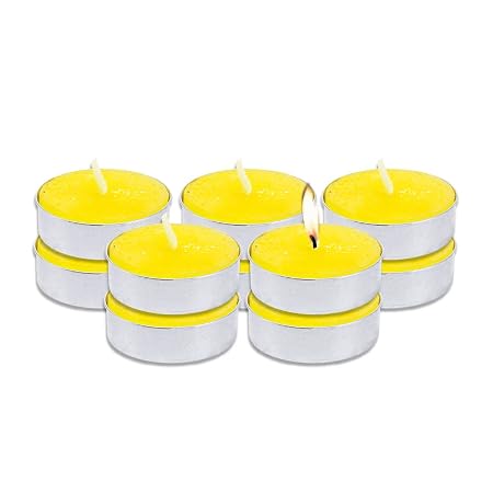 Citronella Candles Tealight 10pk 10g Each Yellow Wax Outdoor Use Approx Burn Time: 3hrs