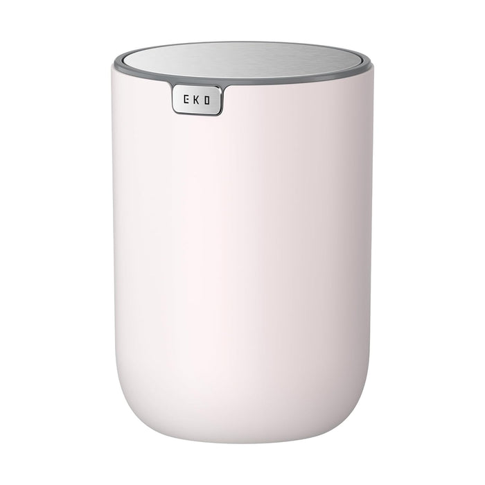 EKO 1.5L Mini Desk Bin with Swing-Top Lid,Small Round Tabletop Rubbish Bin and Storage Pot for Stationery, Makeup and Small Waste, Desktop Bin for Office, Home or Car (Pink)