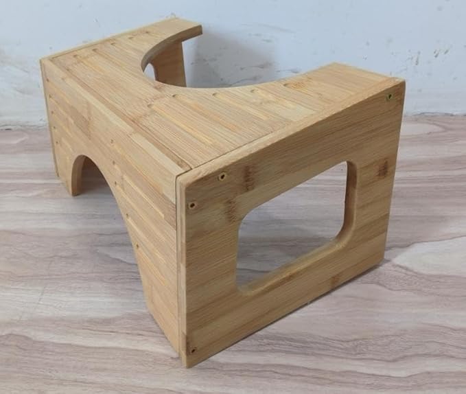 Premium Bamboo Toilet Stool – Foldable Toilet Step for Adults & Kids | Non-Slip, Ergonomic Bathroom Footstool for Improved Bowel Health & Posture | Eco-Friendly & Compact Design