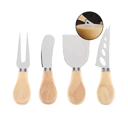 Knife Set (Cheese Knives) with Stainless Steel, Wooden Handle 4pc