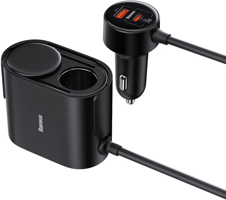 Baseus High Efficiency Pro 1-for-2 Car Cigarette Lighter 30W-Cosmic Black