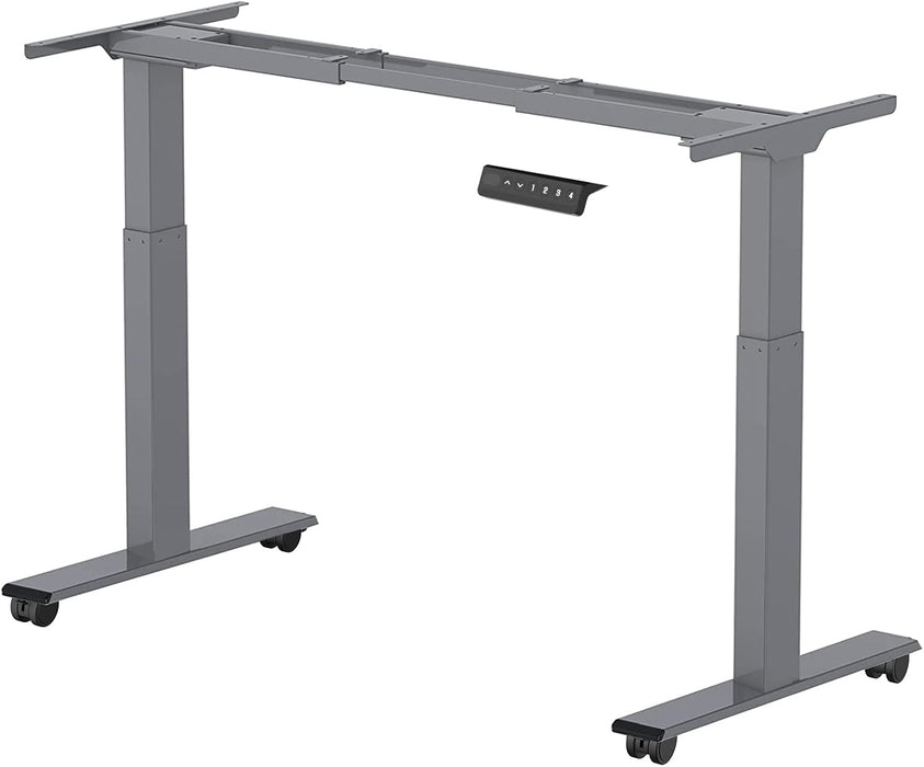 FLEXISPOT EB2 Electric Standing Desk with 2 Motors Height Adjustable Steel Desk with Smart Panel Memory Functions 100kg Load (Grey Frame+Wheels)