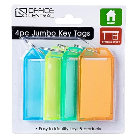 Key Tags Large Colour 6.7cm x 3.5cm 4pc