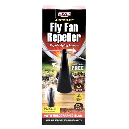 Fly Away Fan Battery Operated Fan 9cm x 8cm x 24cm Black Requires: 2 x AA Batteries (Not Included)