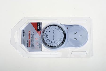 Timer 24-Hour Switching Period 15min Intervals White 120mm x 70mm 240V 10A