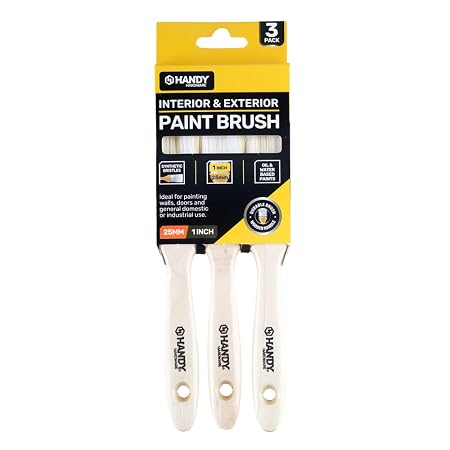 Paint Brush Wooden Handle 25mm 3pk (Suitable for Latex, Oil & Water Based Paints)