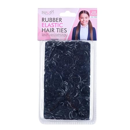 Hair Elastic Small 600pk Assorted Colour Sets - Black, Brown, Clear - Rubber