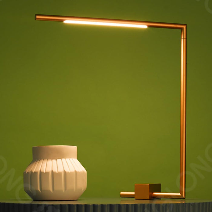 SBS LED Table Lamp in Bedroom or Desk Light Sleek Design Gold Bronze Minimalist Design European Standard