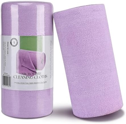 Socrates Microfiber Cleaning Cloth Roll – 50 Tear-Away, Ultra-Absorbent, Reusable, Washable, Quick-Dry Towels.