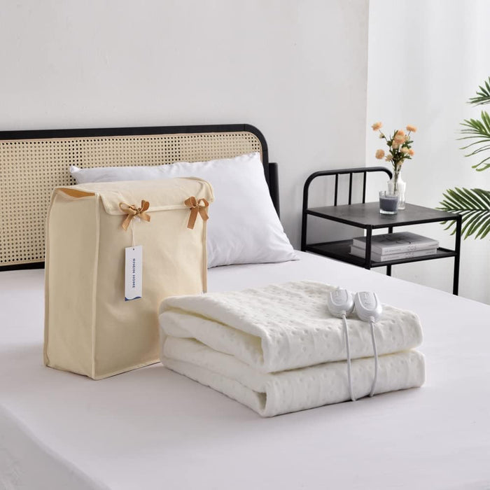 RHEIN HOME King Single Electric Blanket, Fitted Heated Underblanket with Overheat Protection, Waseable Fitted Electric Blanket with 4 Adjustable Heat Settings 10h Auto Off, SAA Approved (107×203cm)