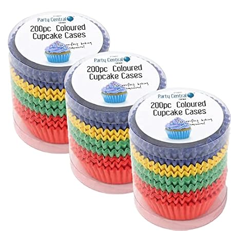 Cupcake & Muffin Cases 200pk - Red, Yellow, Blue, Green