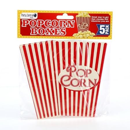 Popcorn Boxes 5pk Red/White 6cm x 10cm x 13.5cm