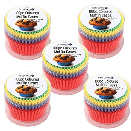 Cupcake & Muffin Cases 100pk - Red, Yellow, Blue, Green