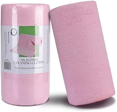 Socrates Microfiber Cleaning Cloth Roll – 50 Tear-Away, Ultra-Absorbent, Reusable, Washable, Quick-Dry Towels.